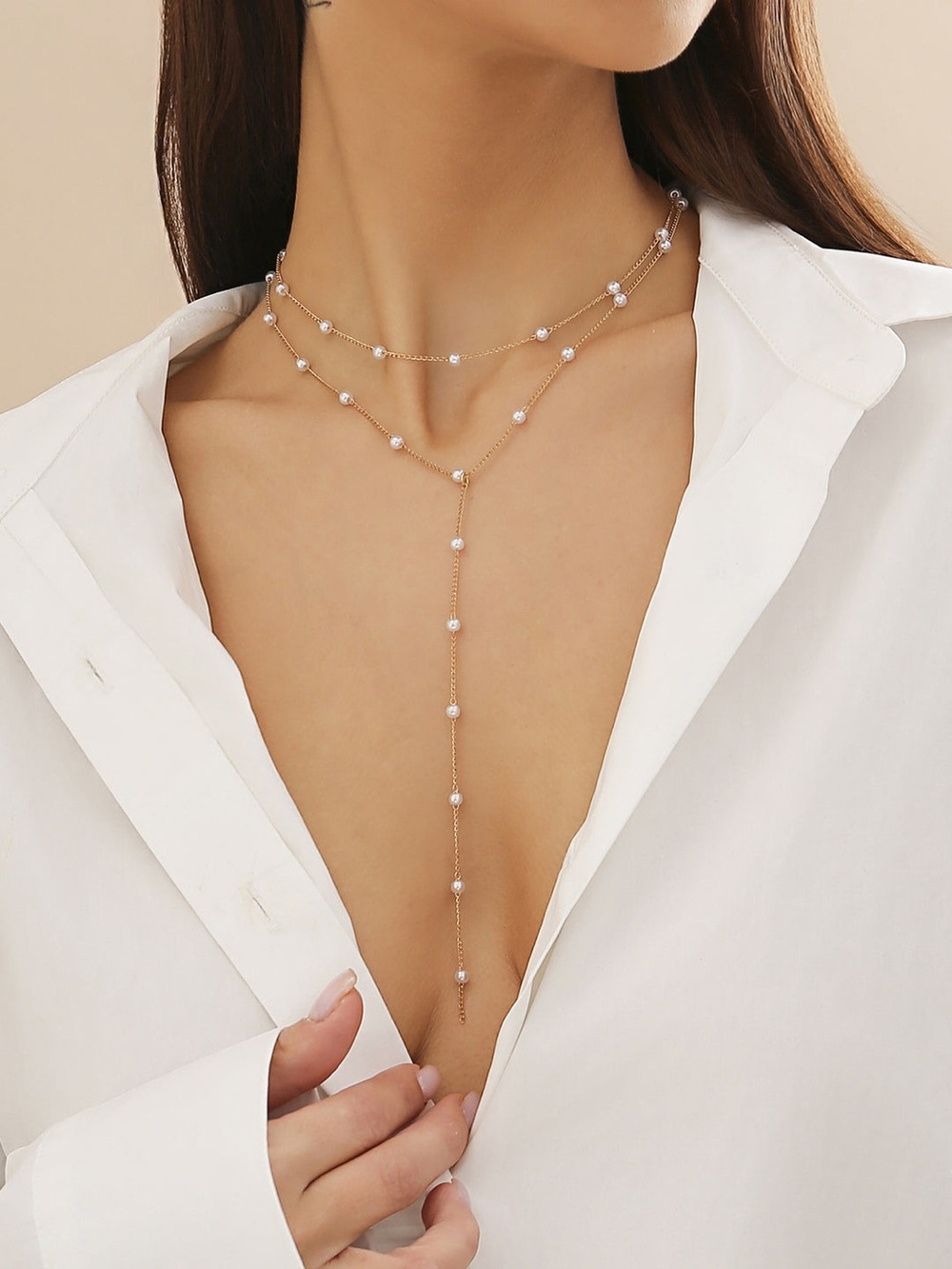 Commense Gold Plated Handmade Pearl Necklace
